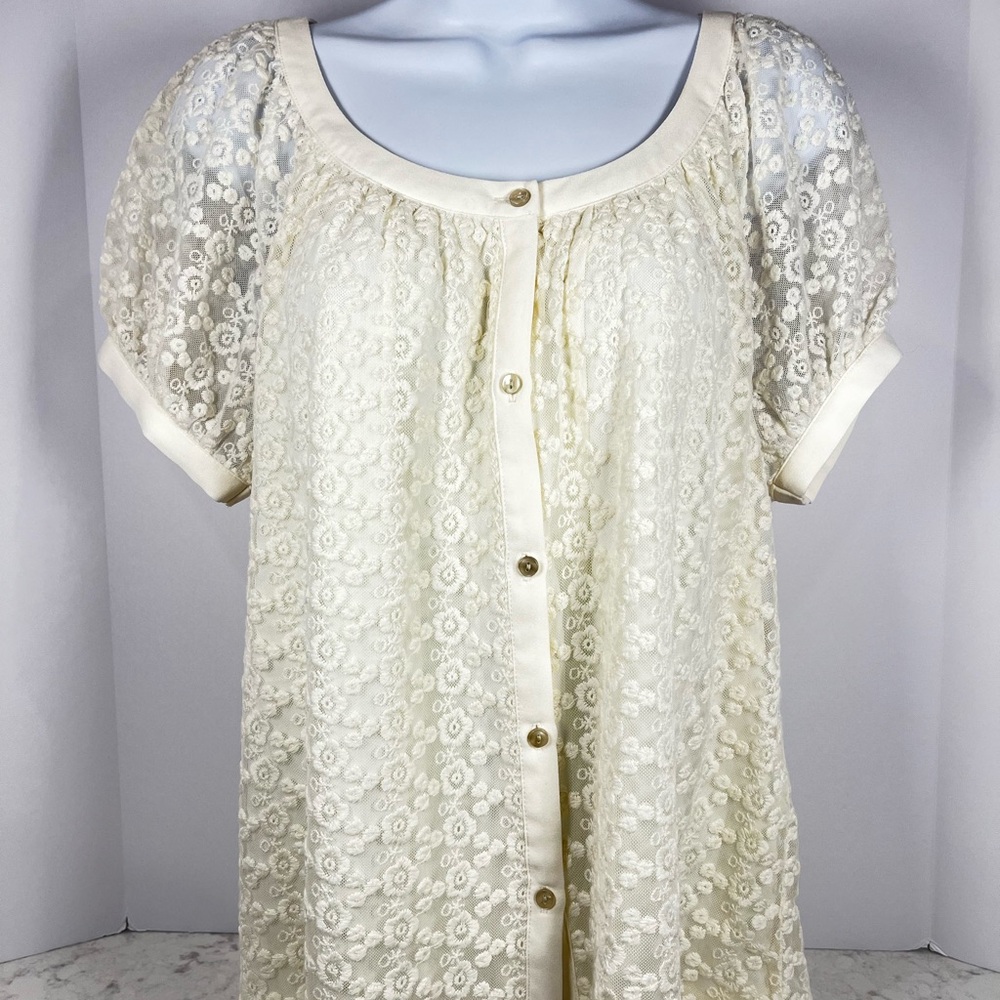 LC Lauren Conrad Cream Lace Blouse